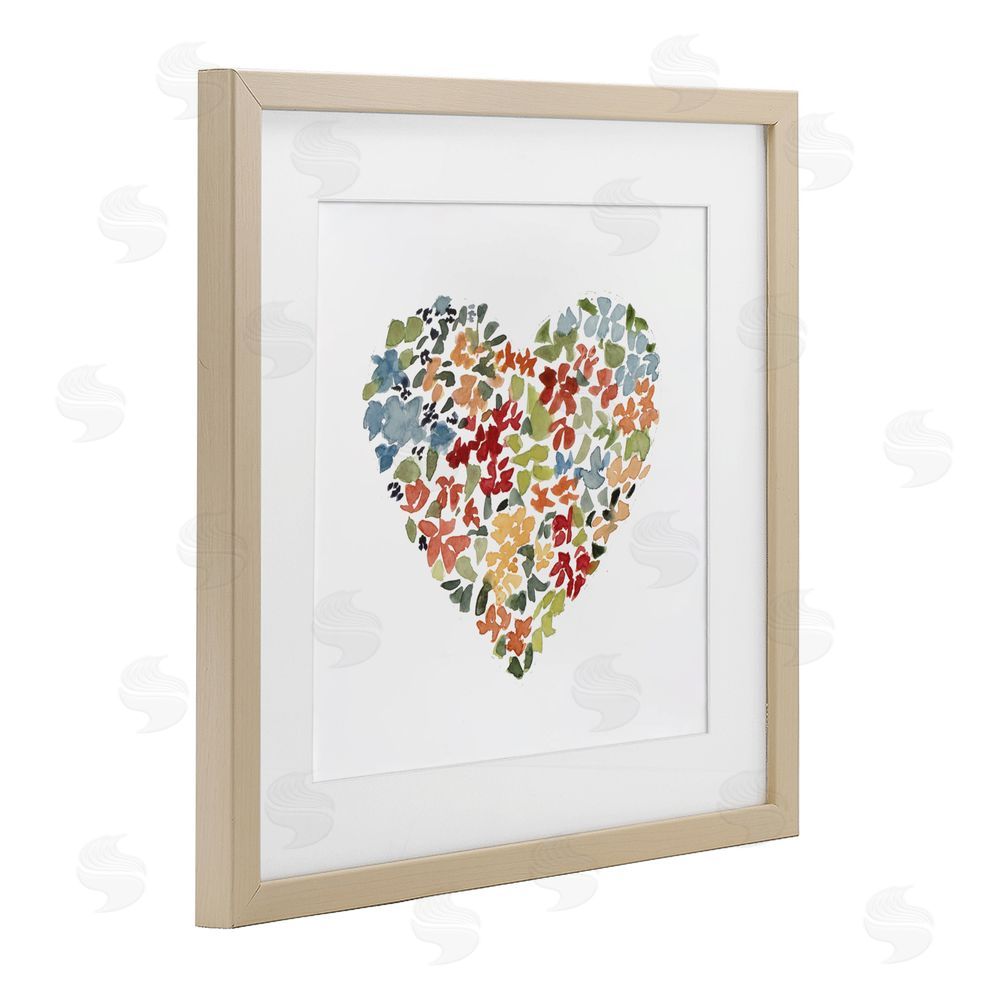 Sundance Graphics Blooming Earth Tone Heart Birch Framed Print Under Glass Wall Art