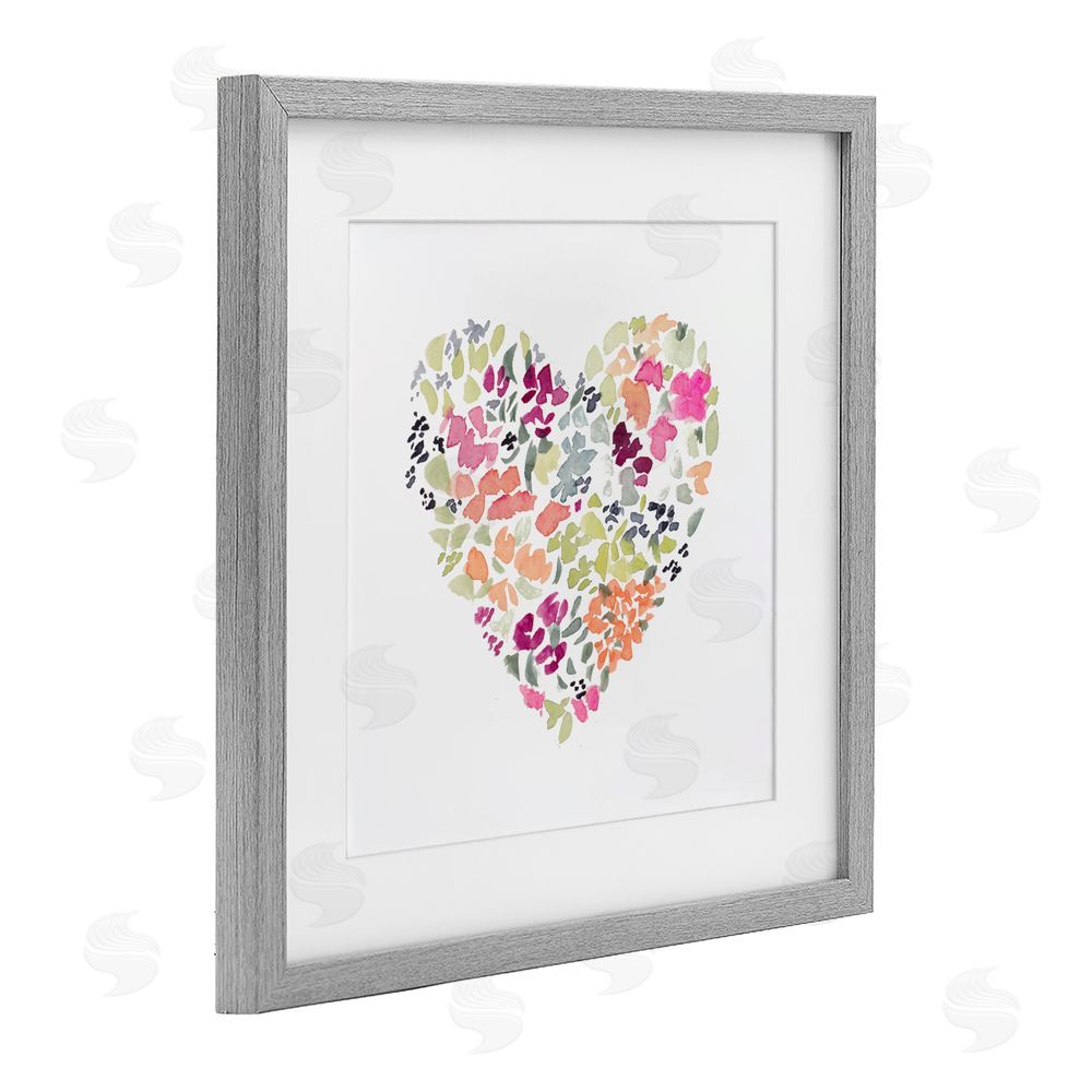 Sundance Graphics Blooming Pastel Heart Gray Framed Print Under Glass Wall Art