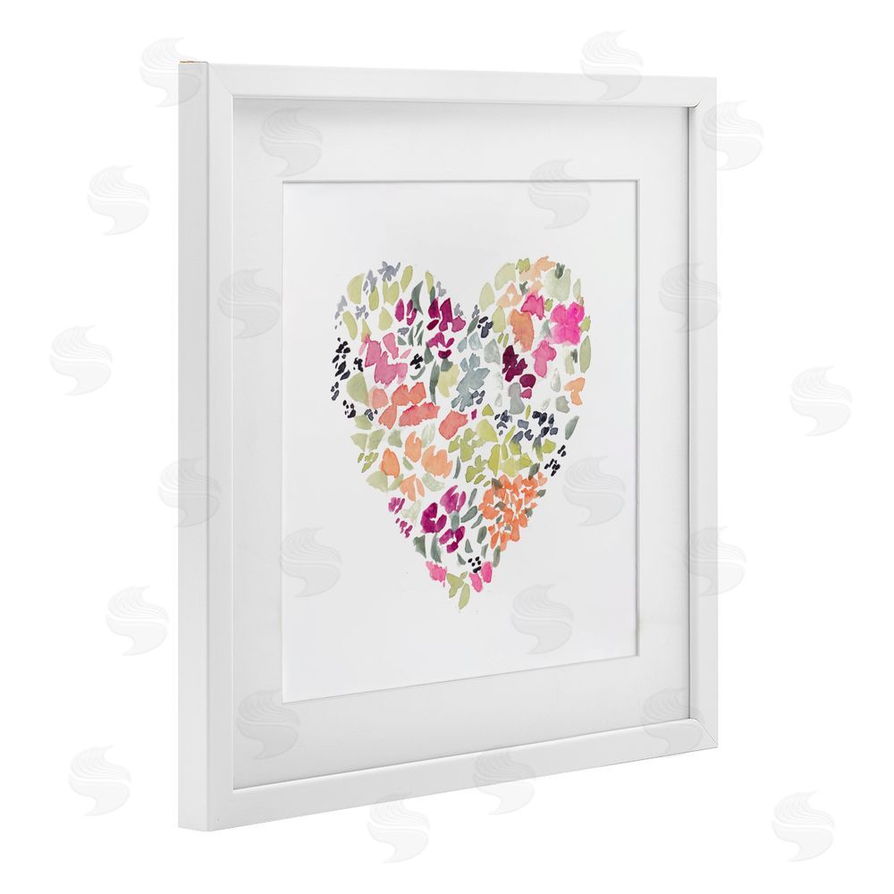 Sundance Graphics Blooming Pastel Heart White Framed Print Under Glass Wall Art