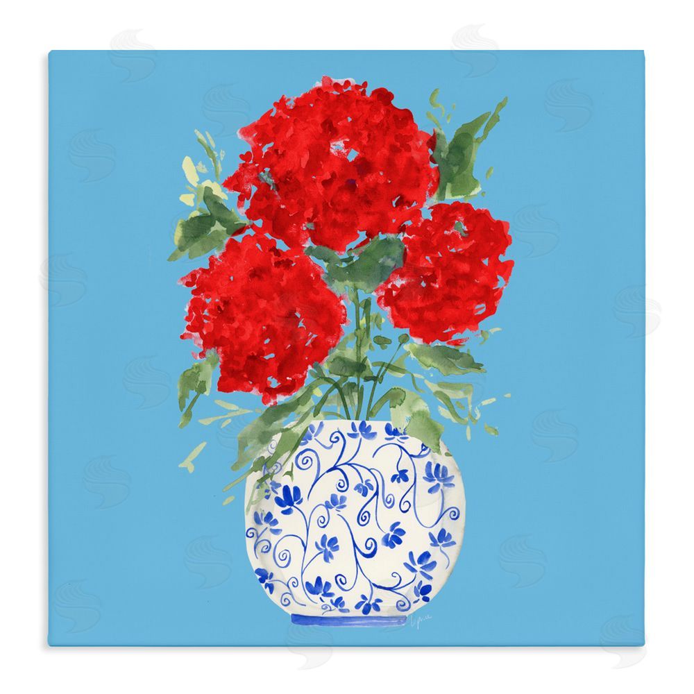 Sundance Graphics Bold Red Hydrangea Trio Canvas Wall Art Print