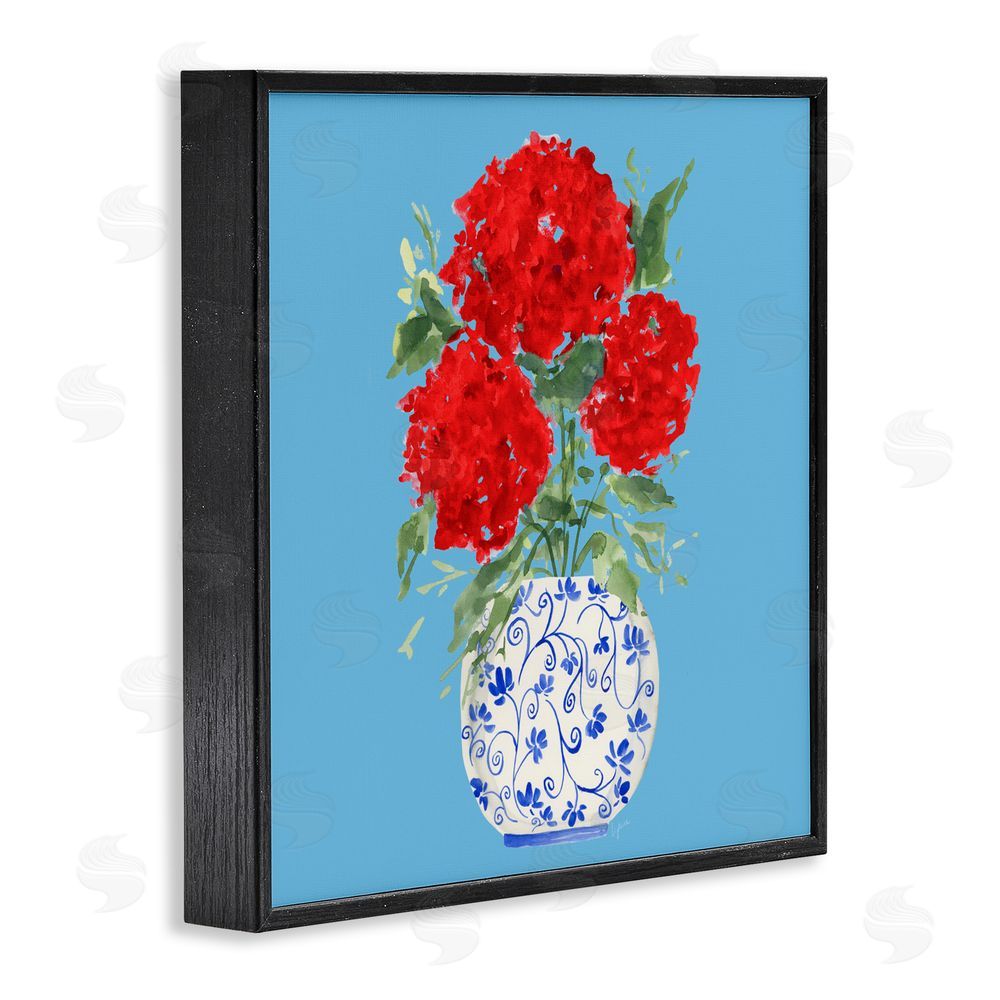 Sundance Graphics Bold Red Hydrangea Trio Black Framed Giclee Wall Art Print