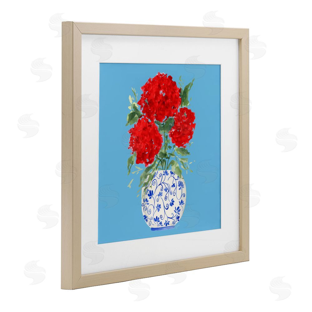 Sundance Graphics Bold Red Hydrangea Trio Birch Framed Print Under Glass Wall Art