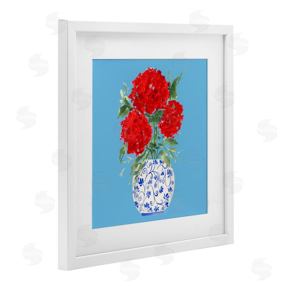 Sundance Graphics Bold Red Hydrangea Trio White Framed Print Under Glass Wall Art