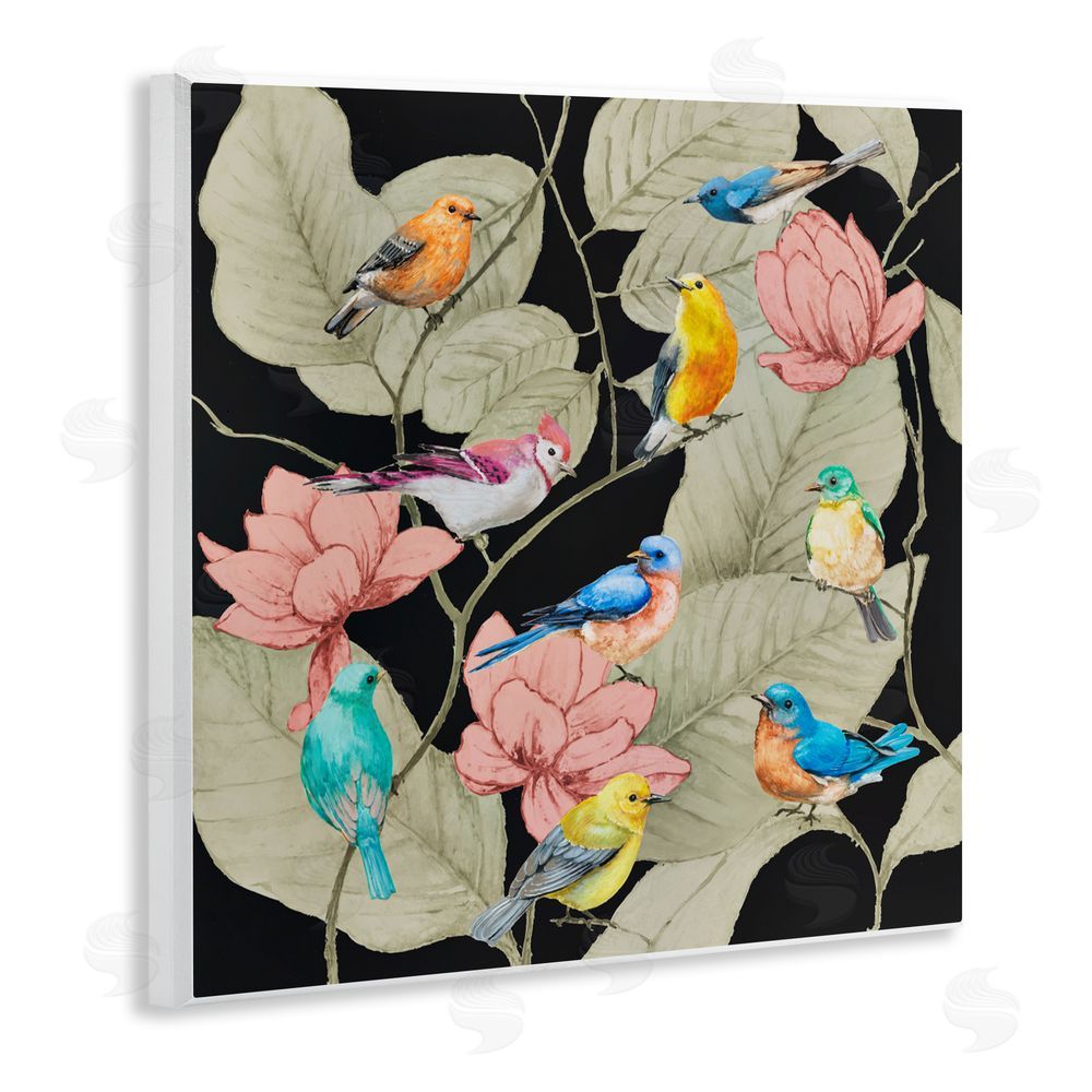 Lorenzo Collective Colorful Birds & Leaf Motif Wall Plaque Art Print