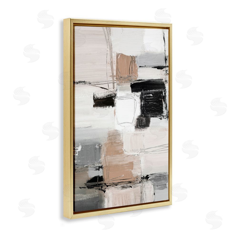 Sundance Graphics Contemporary Neutral Variety Gold Floating Frame Canvas Wall Art Print