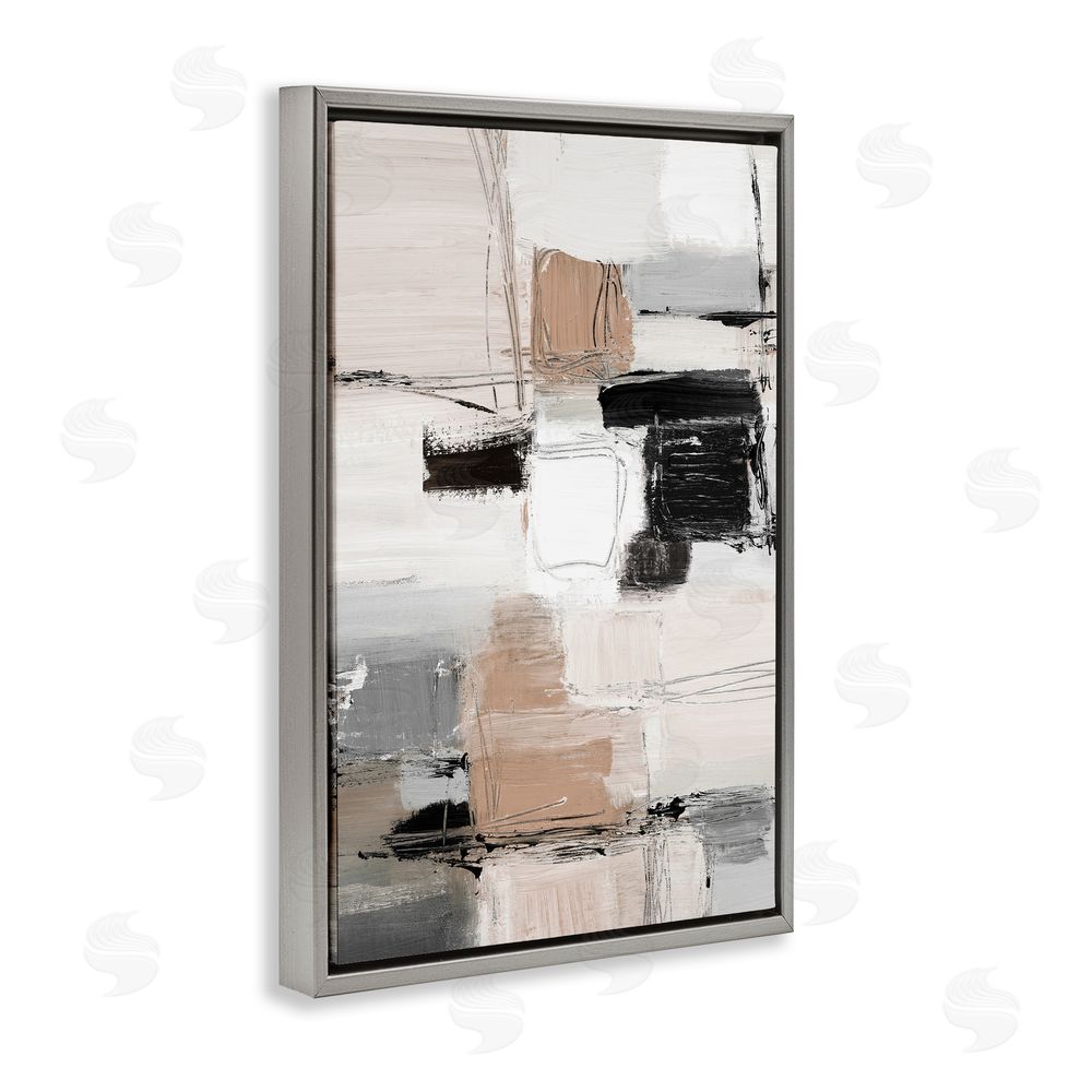 Sundance Graphics Contemporary Neutral Variety Gray Floating Frame Canvas Wall Art Print