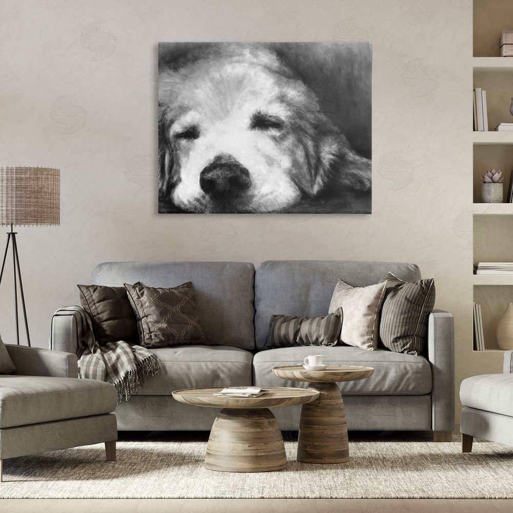 Sundance Graphics Monochrome Dog Day Afternoon Canvas Wall Art Print in Room