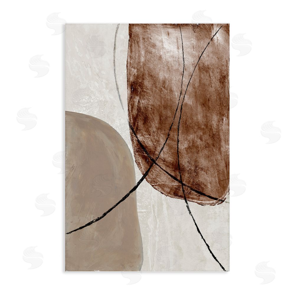 Merri Pattinian Taupe & Brown Abstract Stretched Canvas Wall Art Print