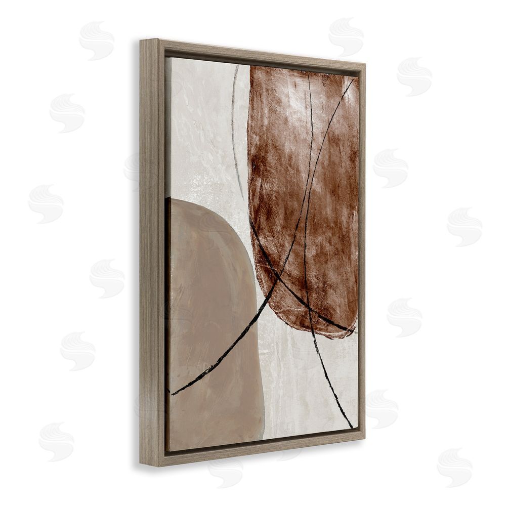 Merri Pattinian Taupe & Brown Abstract Brown Floating Frame Canvas Wall Art Print