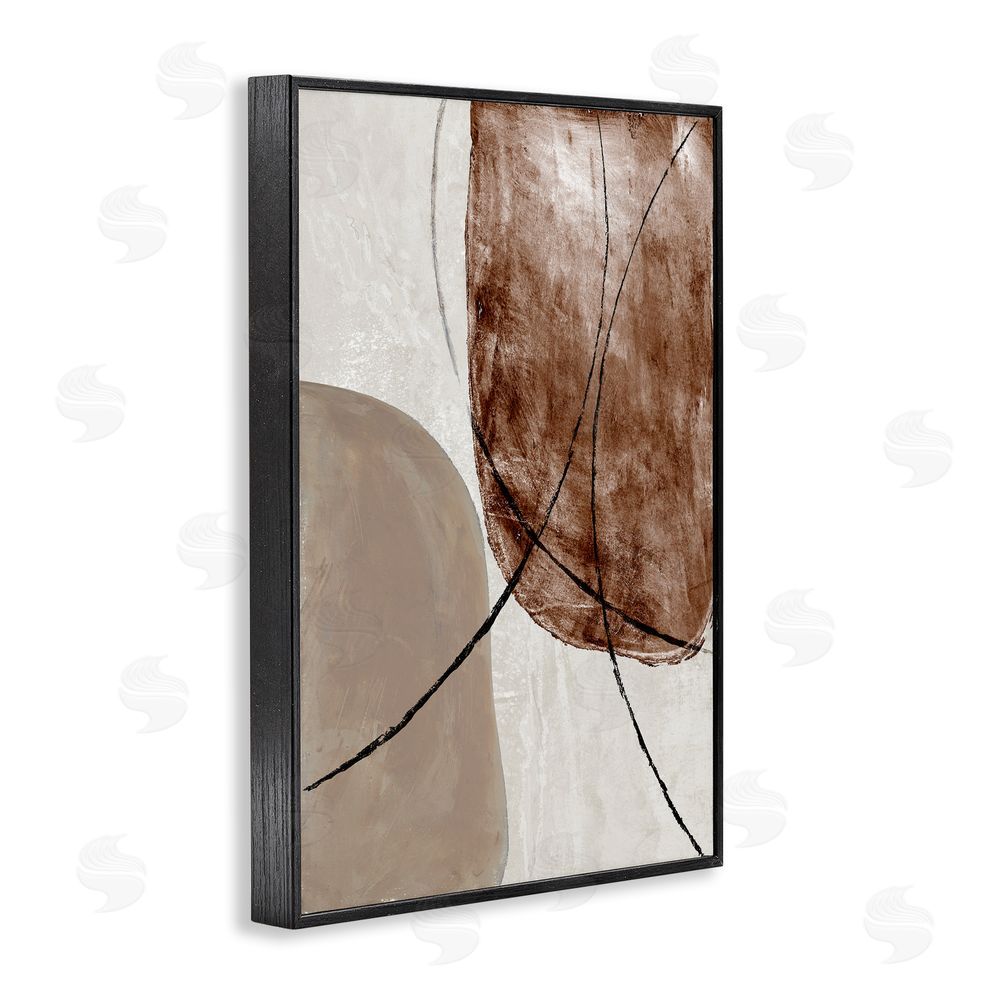 Merri Pattinian Taupe & Brown Abstract Black Framed Giclee Wall Art Print
