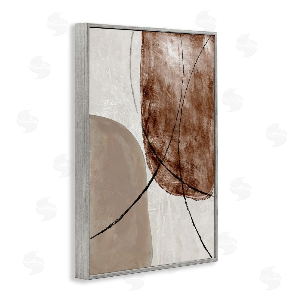 Merri Pattinian Taupe & Brown Abstract Gray Framed Giclee Wall Art Print