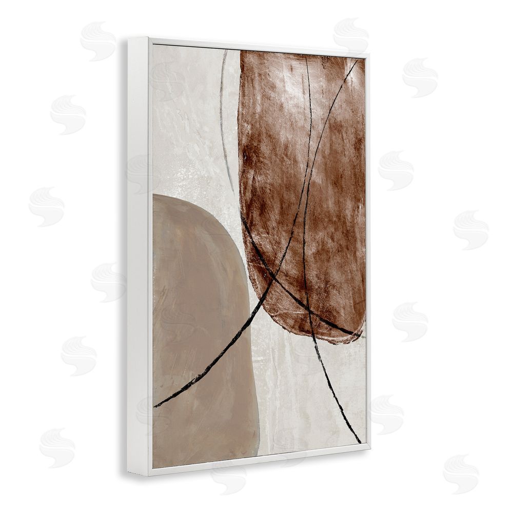 Merri Pattinian Taupe & Brown Abstract White Framed Giclee Wall Art Print