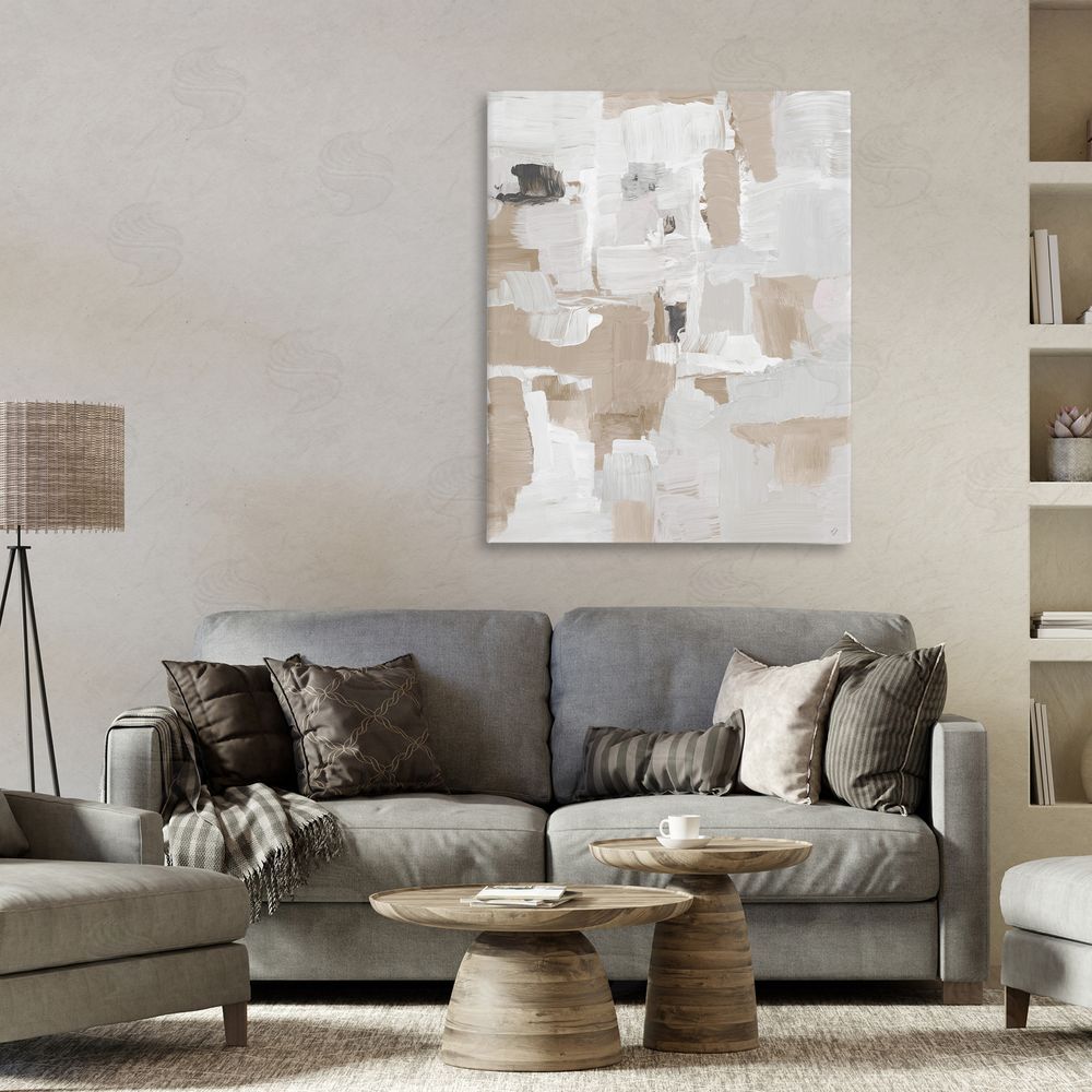 Sundance Graphics Beige & White Peace Canvas Wall Art Print in Room