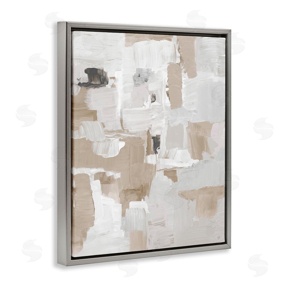 Sundance Graphics Beige & White Peace Gray Floating Frame Canvas Wall Art Print