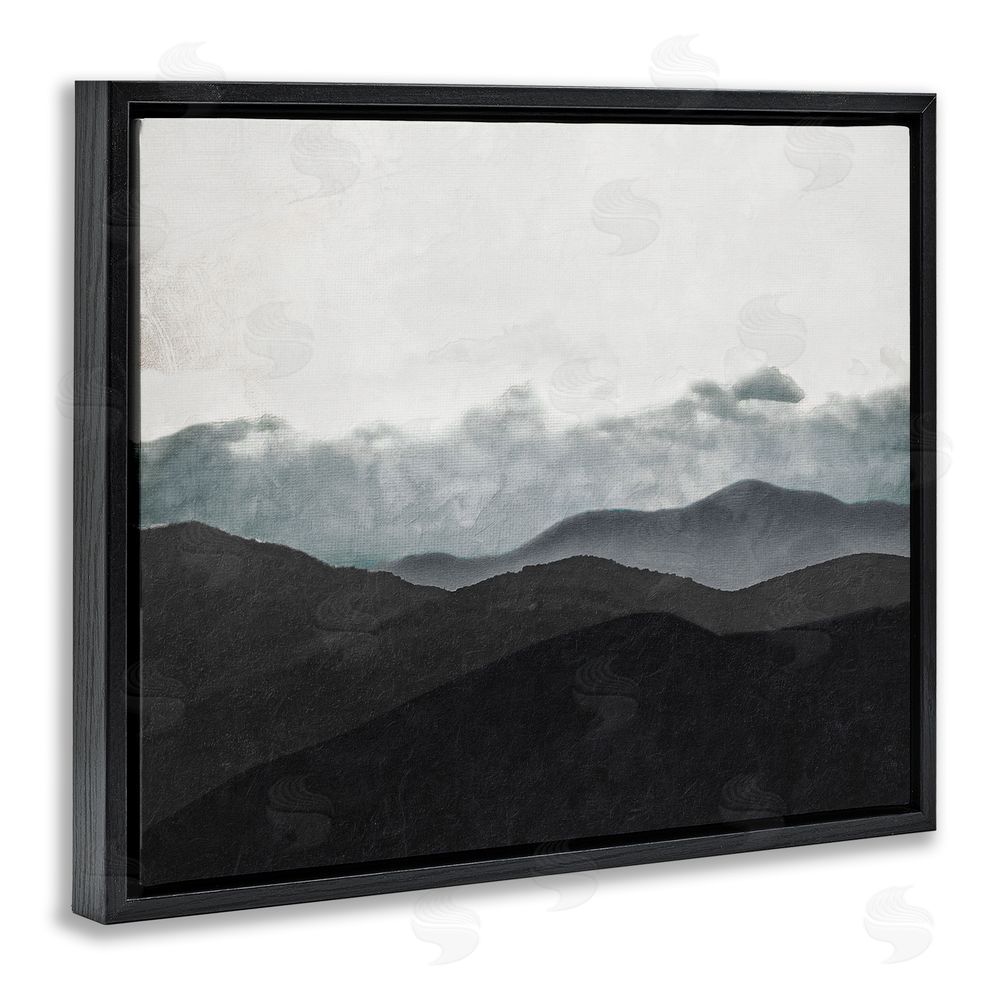 Sundance Graphics Layered Foggy Hills Black Floating Frame Canvas Wall Art Print