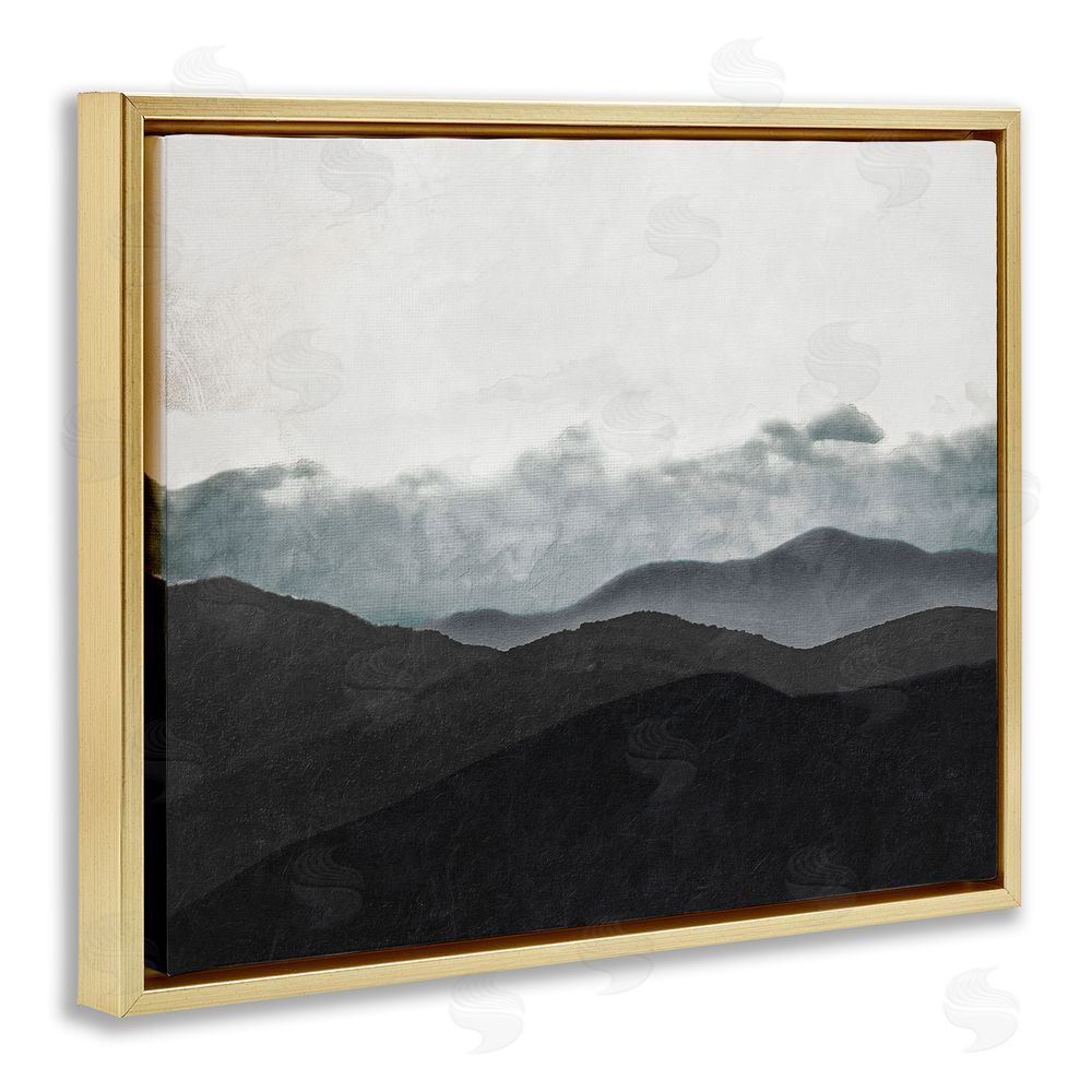 Sundance Graphics Layered Foggy Hills Gold Floating Frame Canvas Wall Art Print