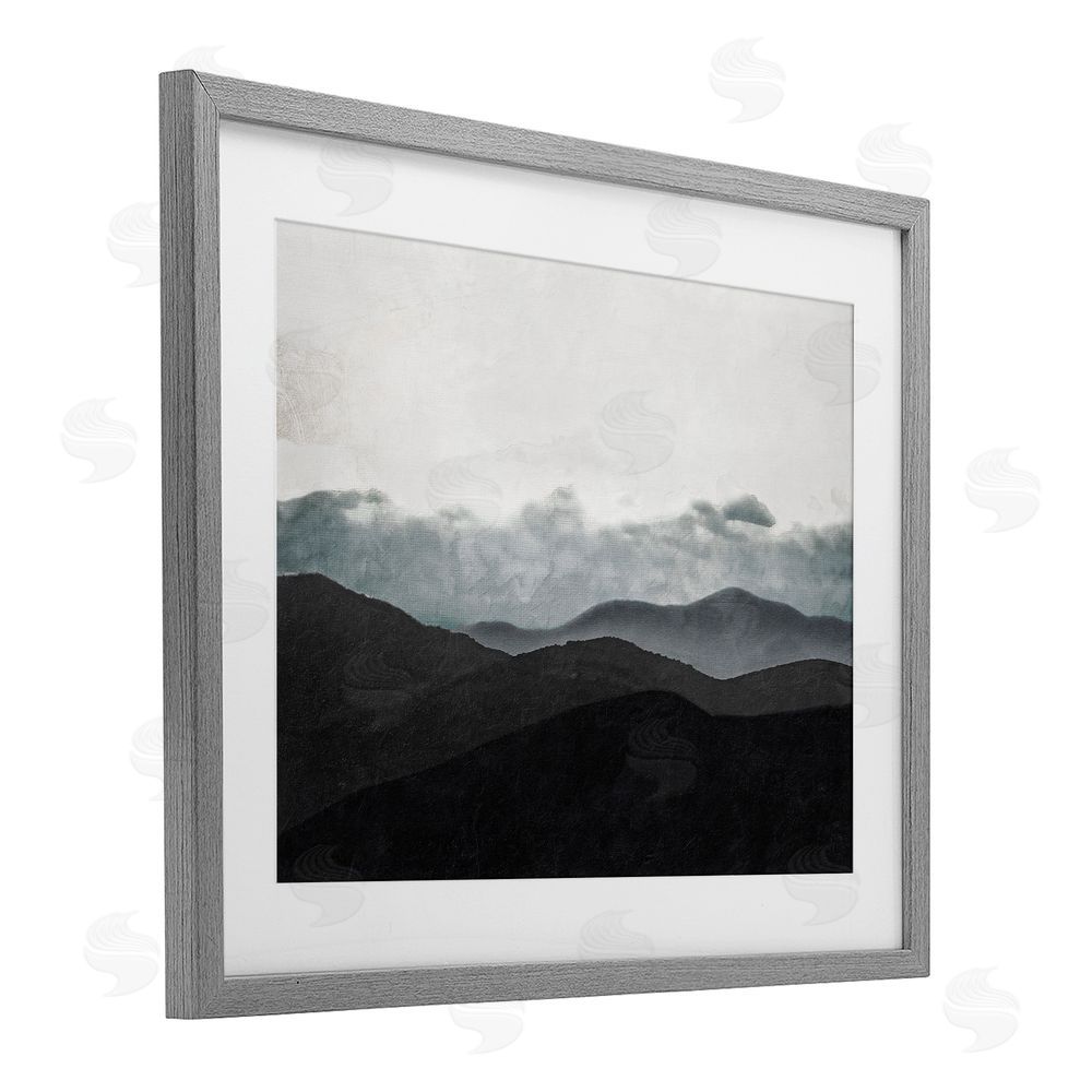 Sundance Graphics Layered Foggy Hills Gray Framed Print Under Glass Wall Art