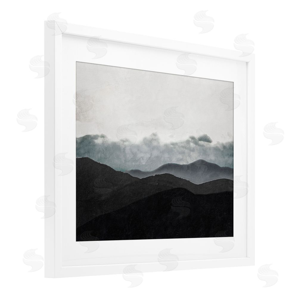 Sundance Graphics Layered Foggy Hills White Framed Print Under Glass Wall Art