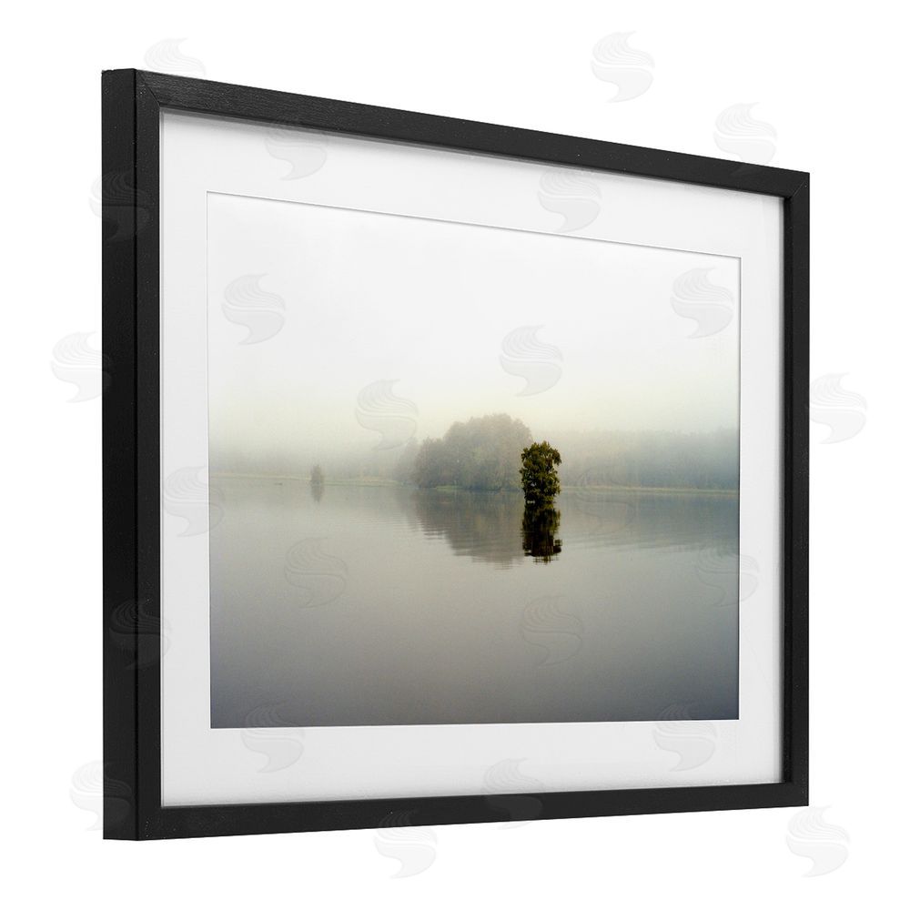 Sundance Graphics Misty Lake Reflection Black Framed Print Under Glass Wall Art