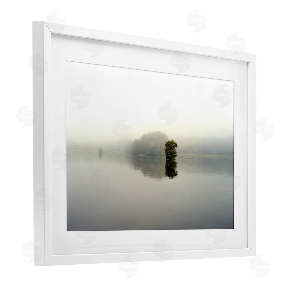 Sundance Graphics Misty Lake Reflection White Framed Print Under Glass Wall Art