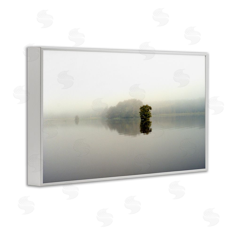 Sundance Graphics Misty Lake Reflection White Framed Giclee Wall Art Print