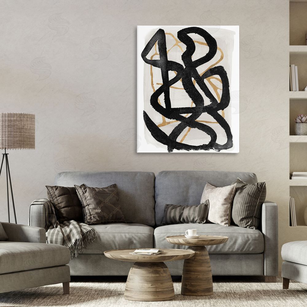 Sundance Graphics Hindsight Black & Beige Canvas Wall Art Print in Room