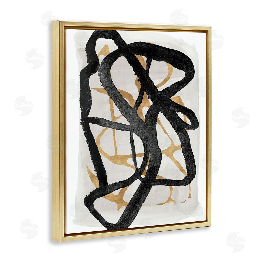 Sundance Graphics Expressive Hindsight in Black Gold Floating Frame Canvas Wall Art Print