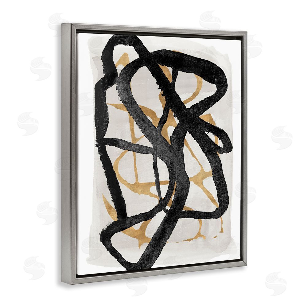 Sundance Graphics Expressive Hindsight in Black Gray Floating Frame Canvas Wall Art Print