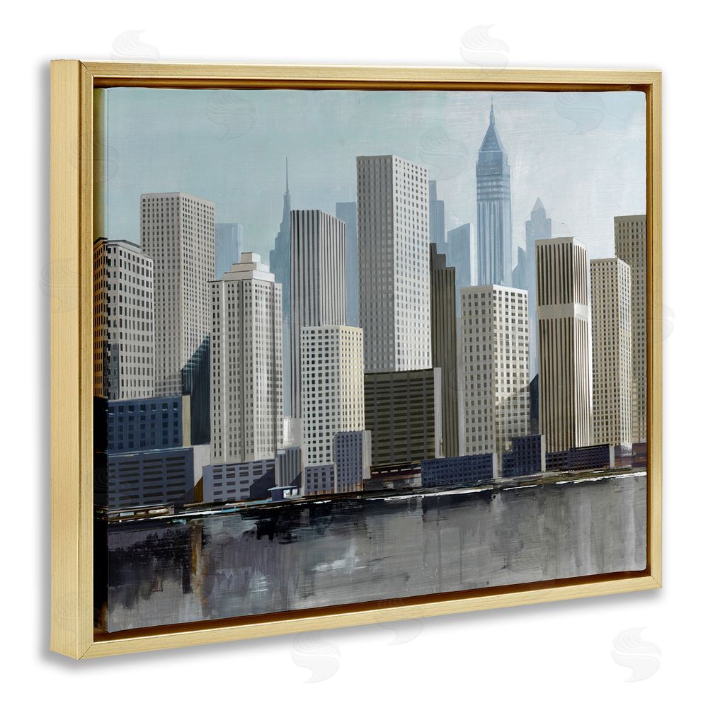 Lorenzo Collective New York City Sans Bridge Gold Floating Frame Canvas Wall Art Print