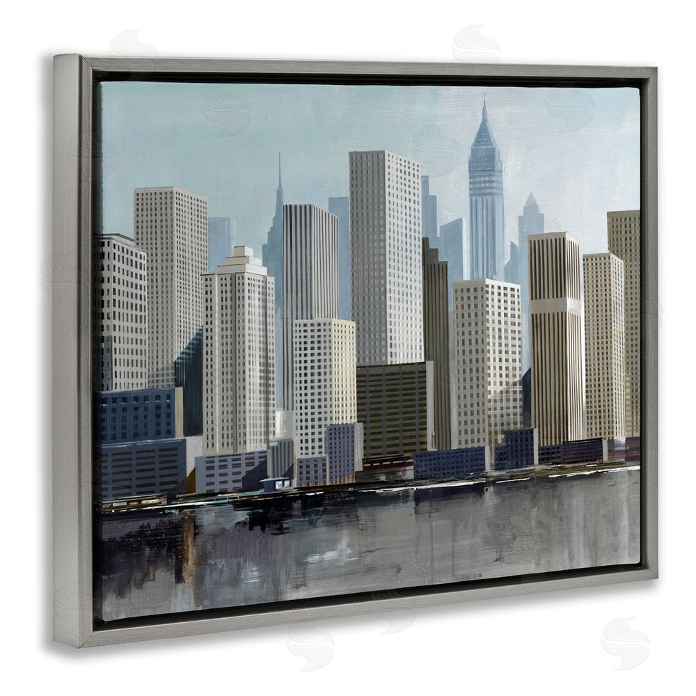 Lorenzo Collective New York City Sans Bridge Gray Floating Frame Canvas Wall Art Print