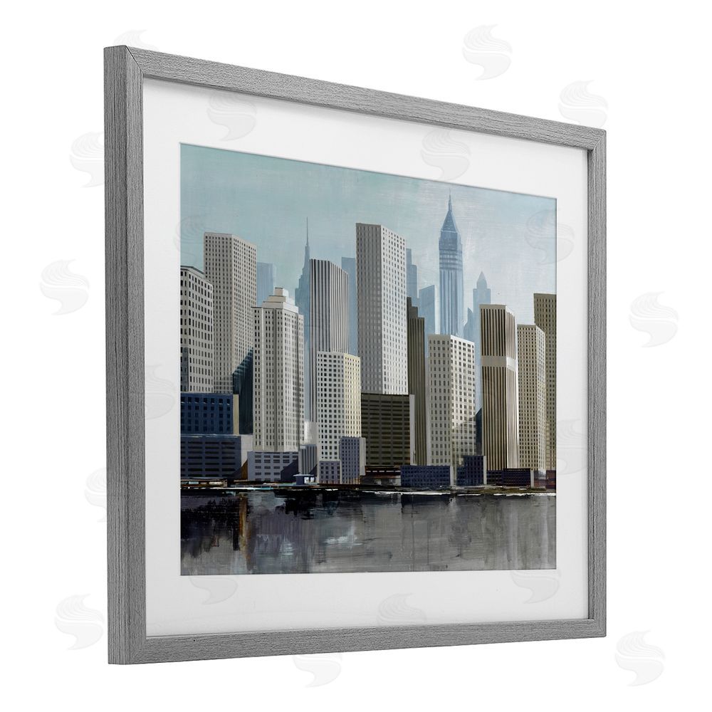 Lorenzo Collective New York City Sans Bridge Gray Framed Print Under Glass Wall Art
