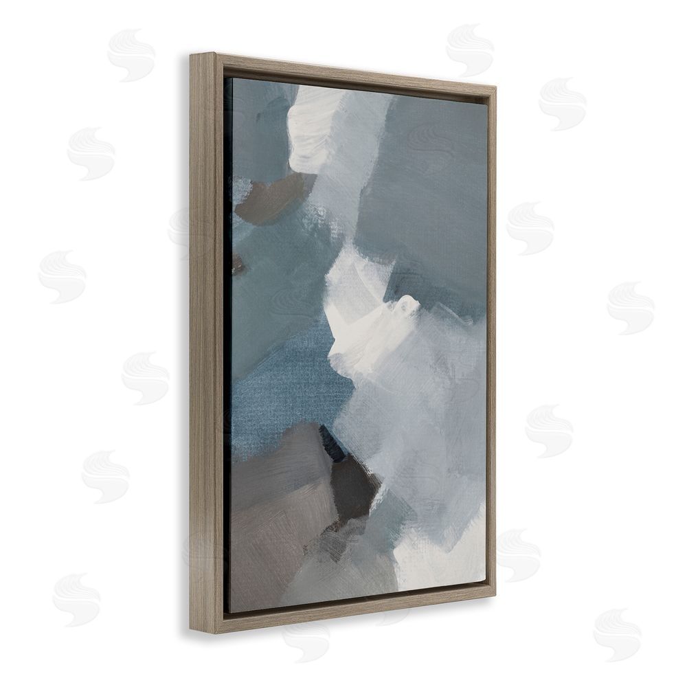 Lanie Loreth Stormy Grey Abstract Brown Floating Frame Canvas Wall Art Print