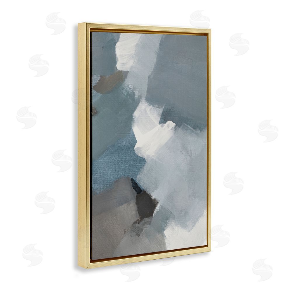 Lanie Loreth Stormy Grey Abstract Gold Floating Frame Canvas Wall Art Print