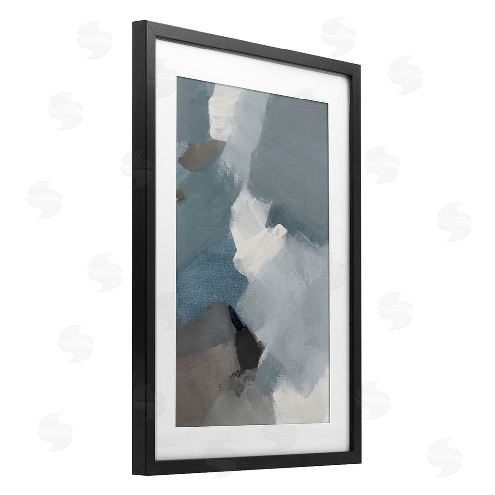 Lanie Loreth Stormy Grey Abstract Black Framed Print Under Glass Wall Art