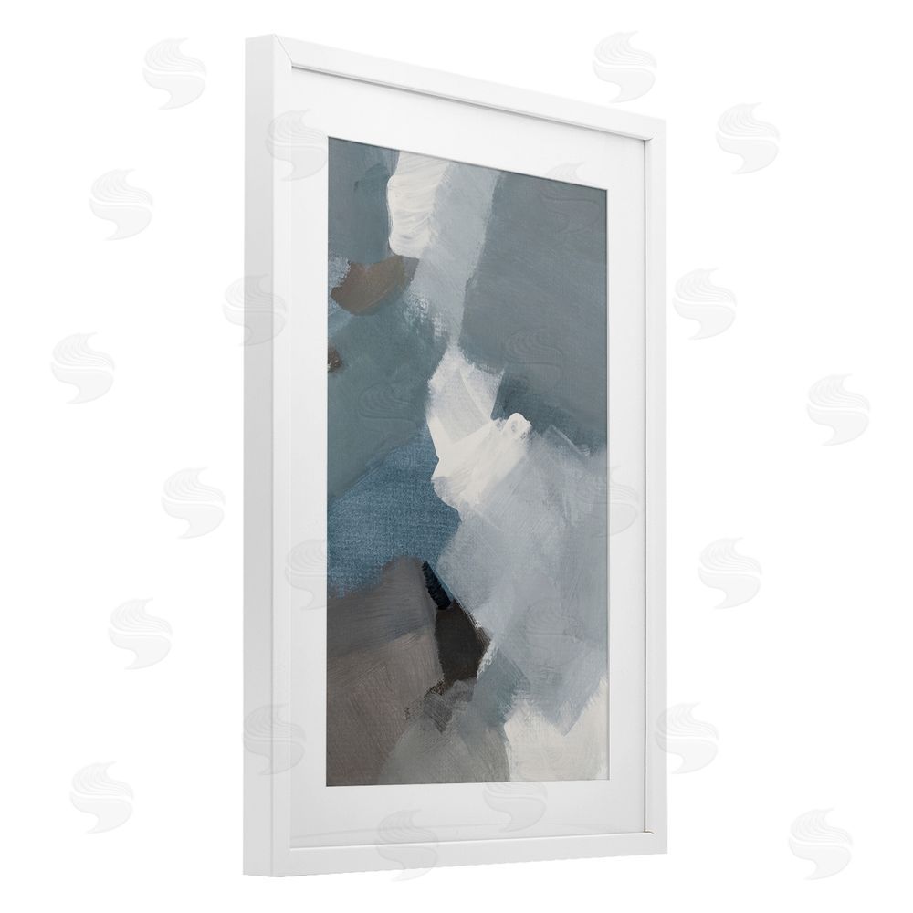 Lanie Loreth Stormy Grey Abstract White Framed Print Under Glass Wall Art