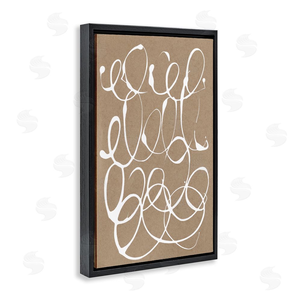 Susan Bryant Scribbled Taupe Circles Black Floating Frame Canvas Wall Art Print