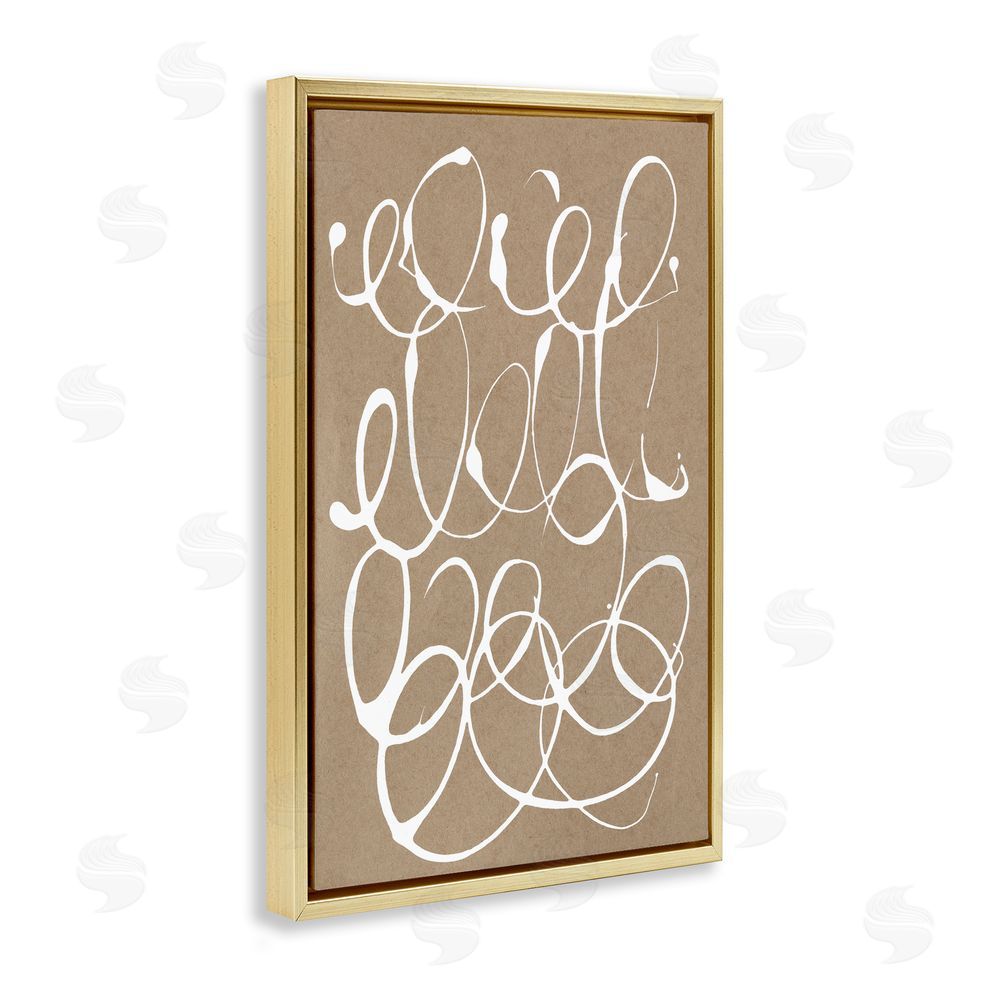 Susan Bryant Scribbled Taupe Circles Gold Floating Frame Canvas Wall Art Print