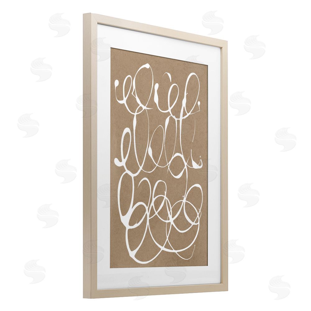Susan Bryant Scribbled Taupe Circles Birch Framed Print Under Glass Wall Art