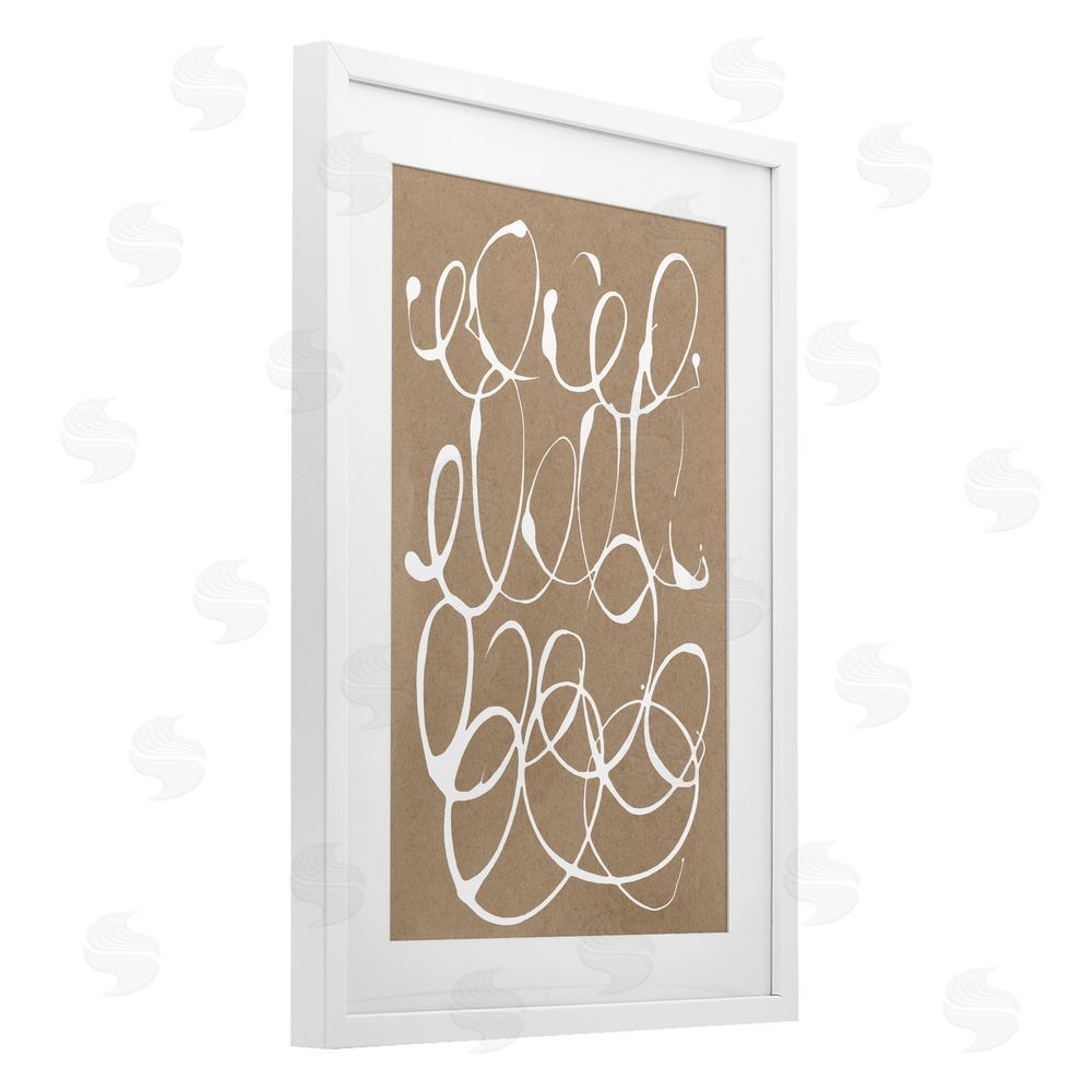 Susan Bryant Scribbled Taupe Circles White Framed Print Under Glass Wall Art