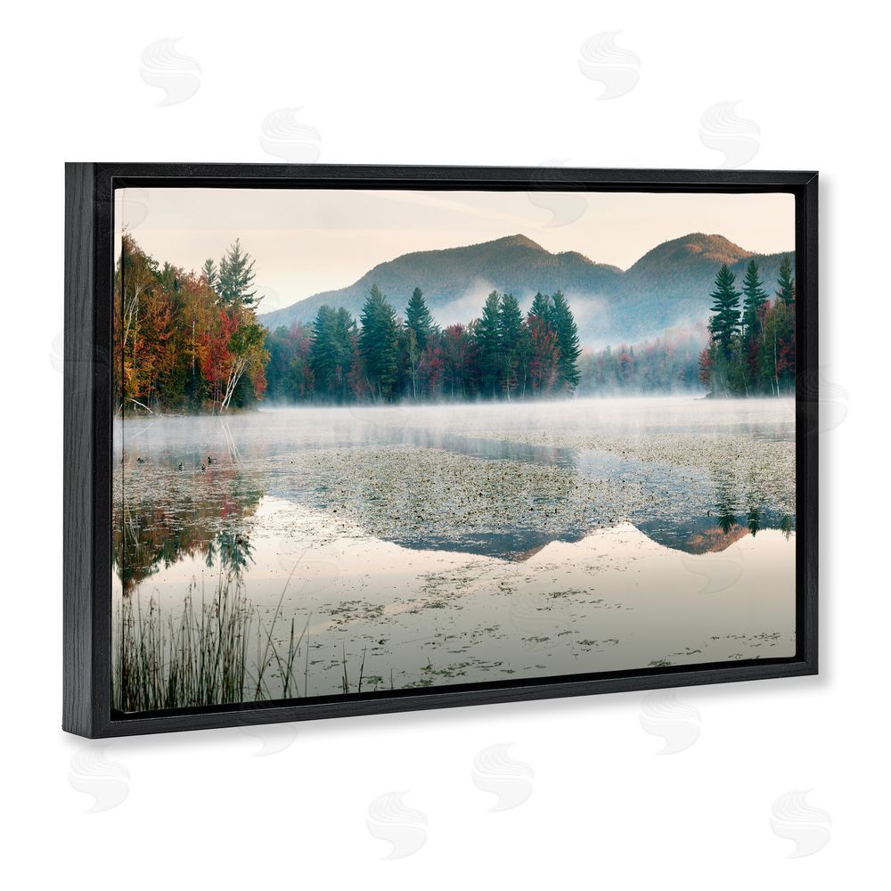 Shelley Lake Fall Foliage Circling Lake Black Floating Frame Canvas Wall Art Print
