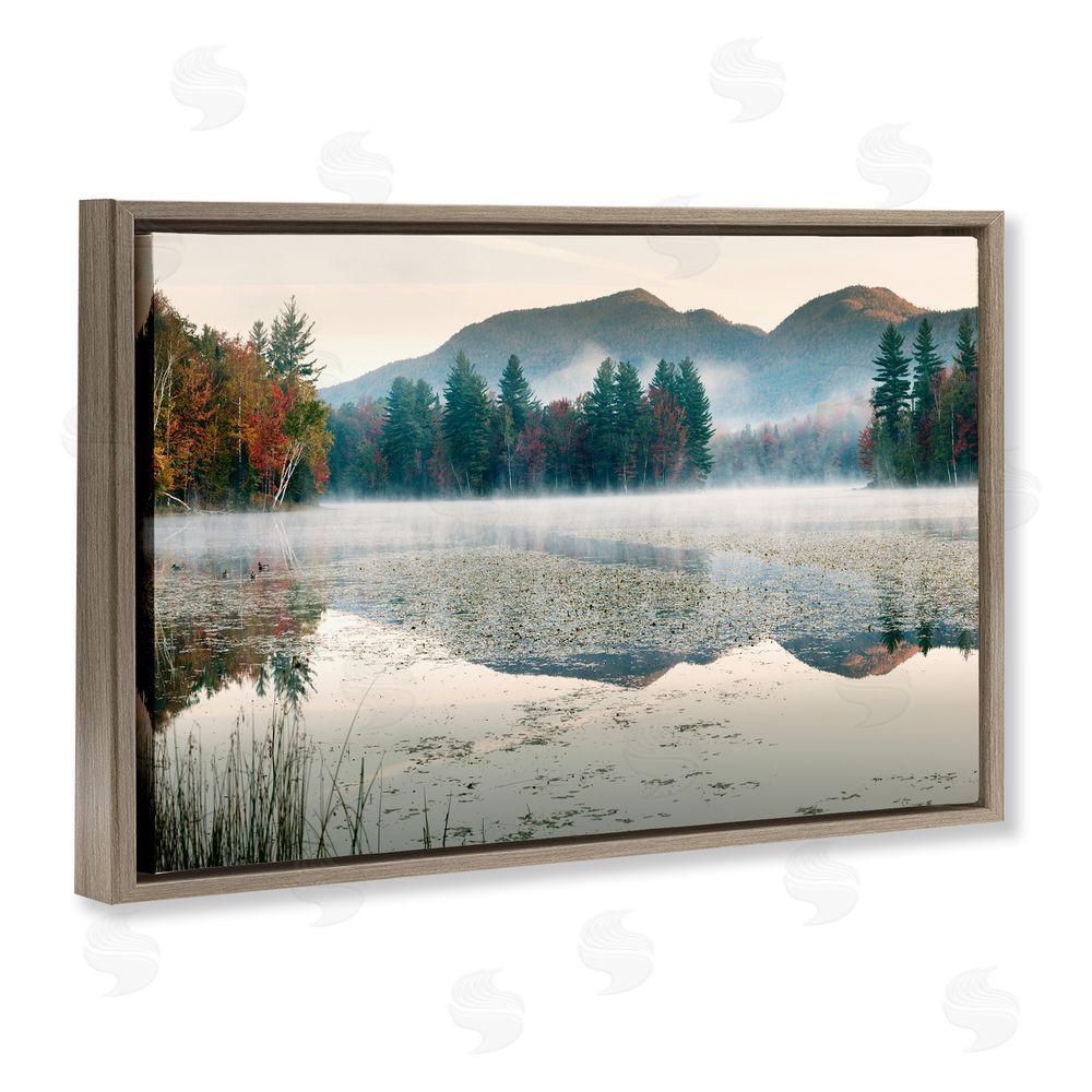 Shelley Lake Fall Foliage Circling Lake Brown Floating Frame Canvas Wall Art Print