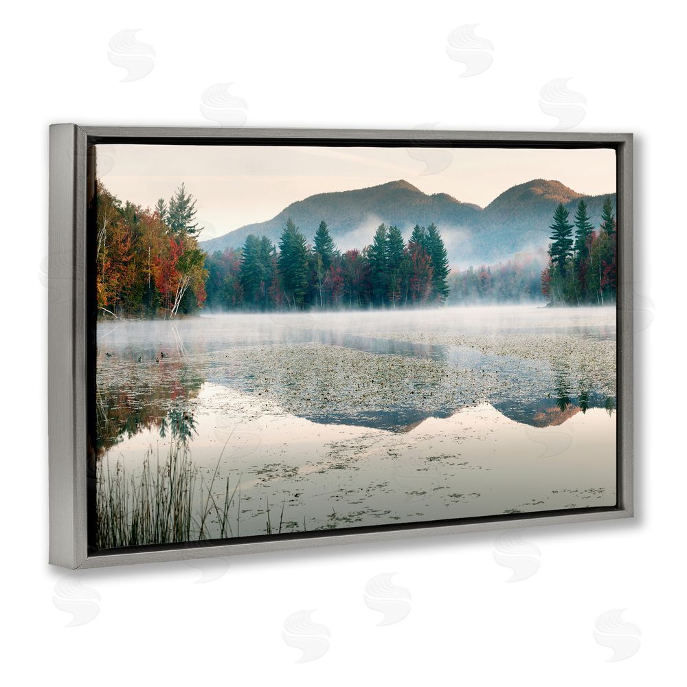 Shelley Lake Fall Foliage Circling Lake Gray Floating Frame Canvas Wall Art Print