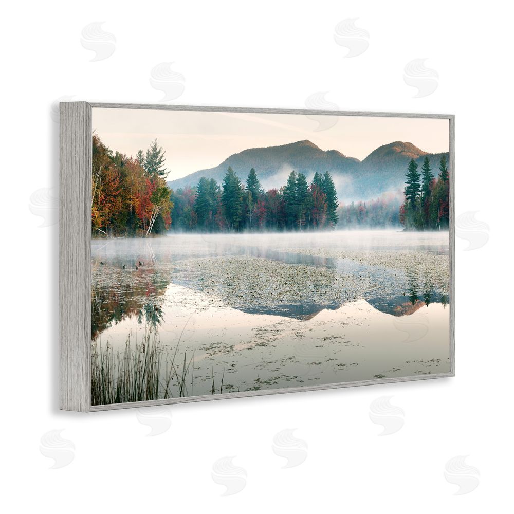 Shelley Lake Fall Foliage Circling Lake Gray Framed Giclee Wall Art Print