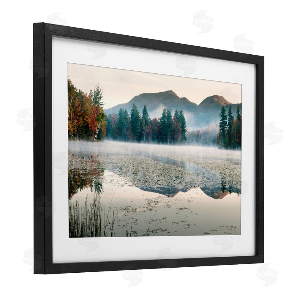 Shelley Lake Fall Foliage Circling Lake Black Framed Print Under Glass with White Mat Wall Art
