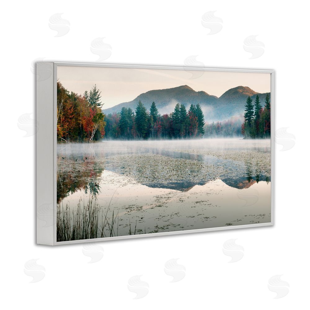 Shelley Lake Fall Foliage Circling Lake White Framed Giclee Wall Art Print