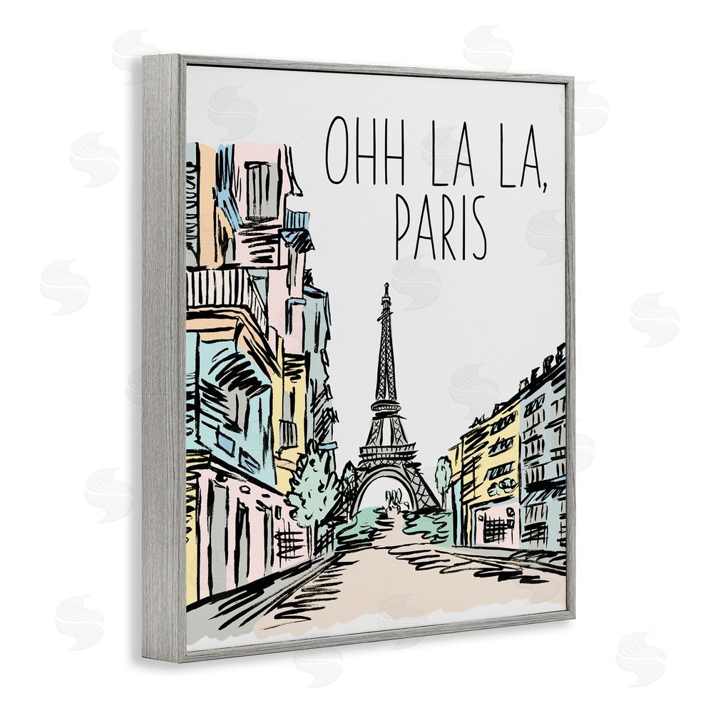 Elizabeth Medley Ohh La La Paris Gray Framed Giclee Wall Art Print