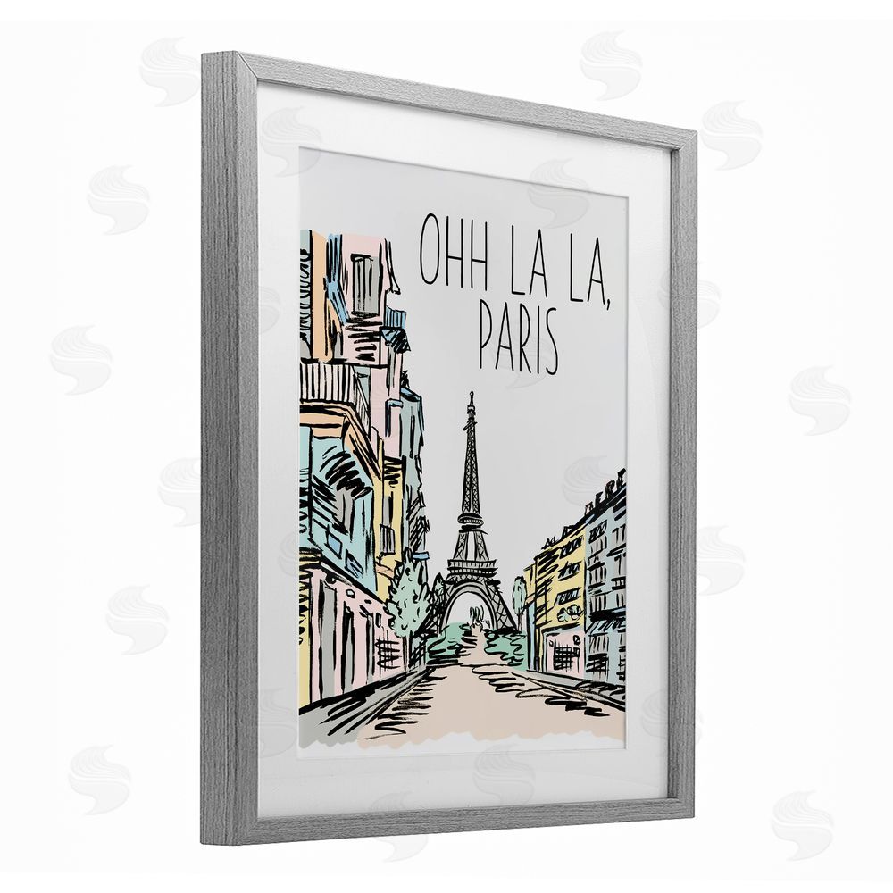 Elizabeth Medley Ohh La La Paris Gray Framed Print Under Glass Wall Art