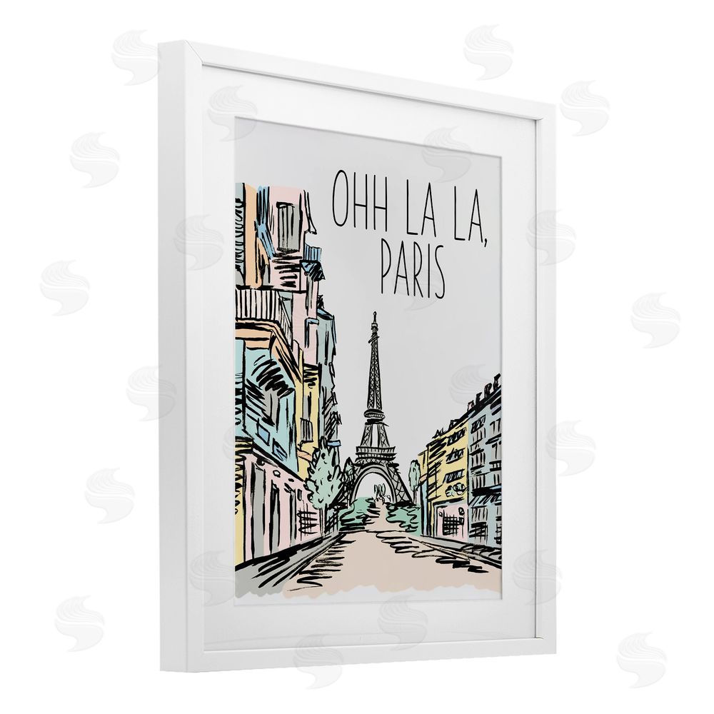 Elizabeth Medley Ohh La La Paris White Framed Print Under Glass Wall Art