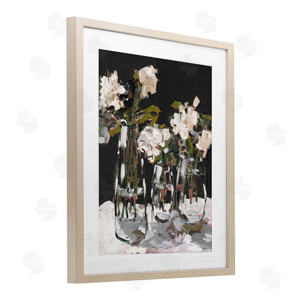 Jane Slivka Three Flower Vases on Black Birch Framed Print Under Glass Wall Art