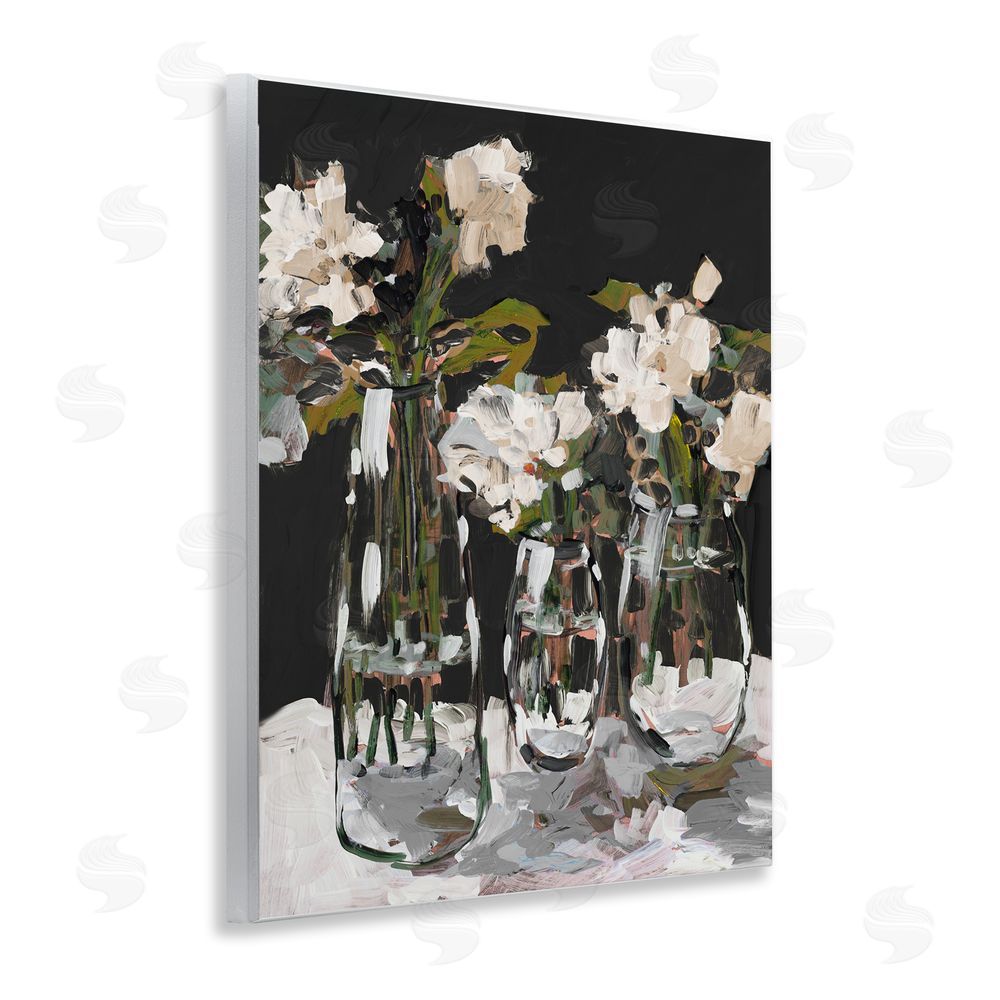 Jane Slivka Three Flower Vases on Black Wall Plaque Art Print
